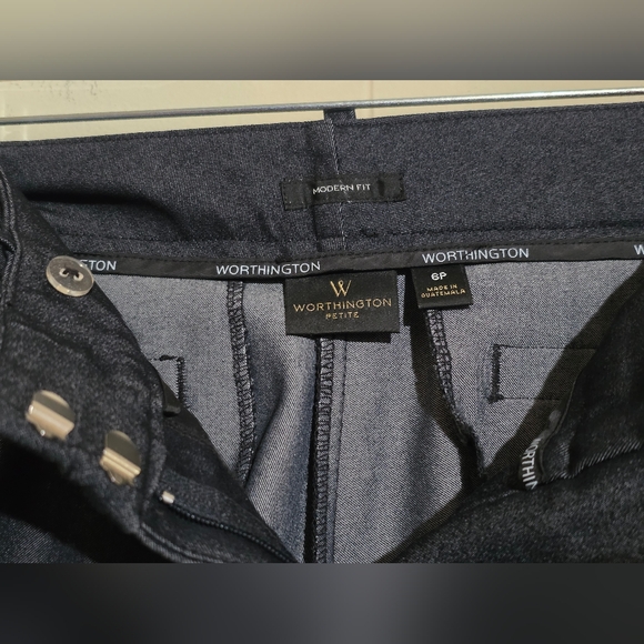 Worthington Women's Modern Fit Dark Gray Petite Trousers - Picture 2 of 9